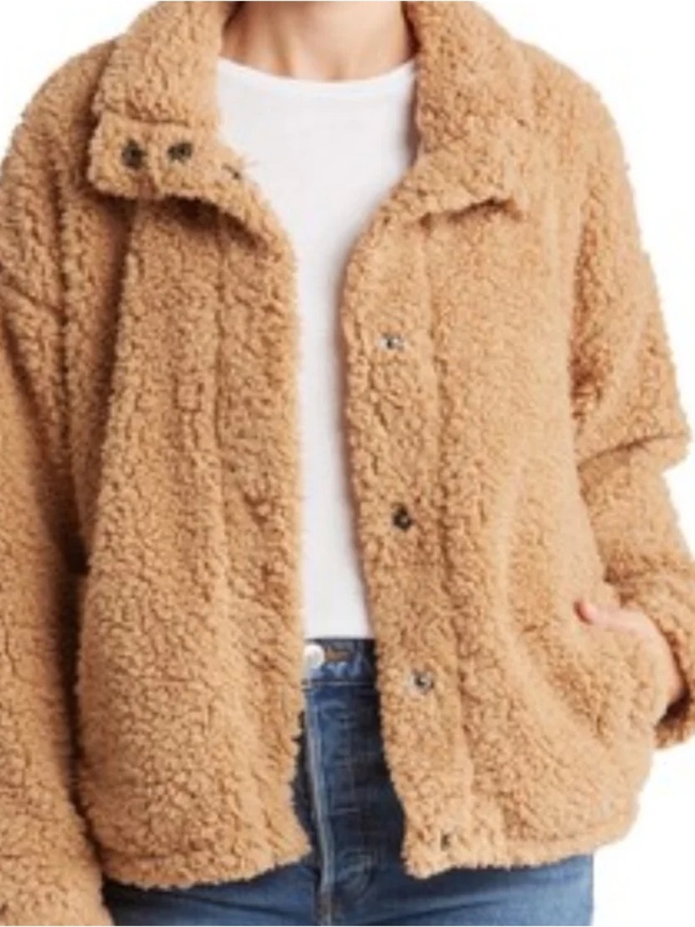 Thread & Supply Cozy Teddy Sherpa Jacket - Camel - size XL